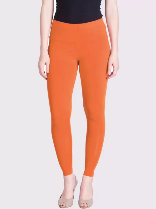 Women's  Ankle Length Ethnic Wear Legging  (Orange, Solid) Size XXL