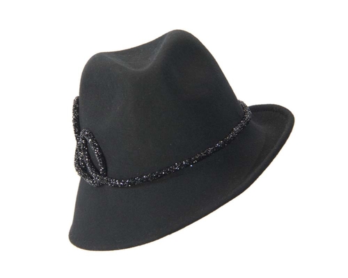 Designers black felt ladies fedora hat