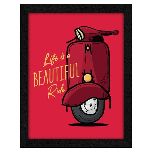 Paper Motivational Quote Life is a Beautiful Ride Wall Frame Art