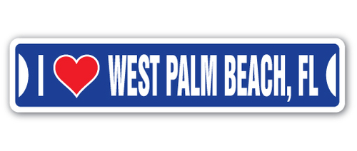 SignMission SSIL-West Palm Beach Fl Street Sign - I Love West Palm Bea