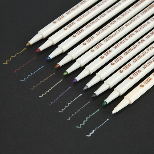 10PCS/Pack 1mm Ink Metal Color Highlighters