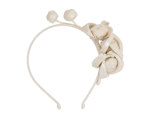 Cream leather flowers headband