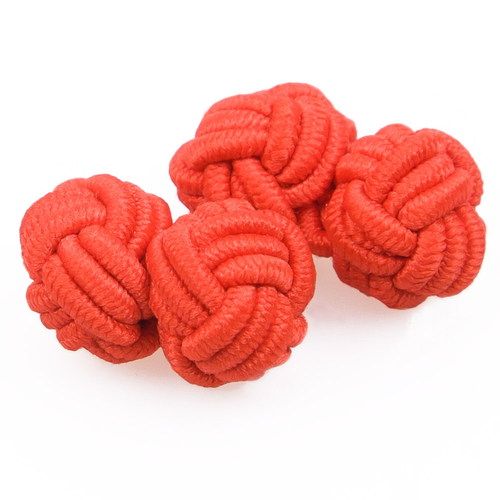 Plain Knot Fabric Cufflinks - Red