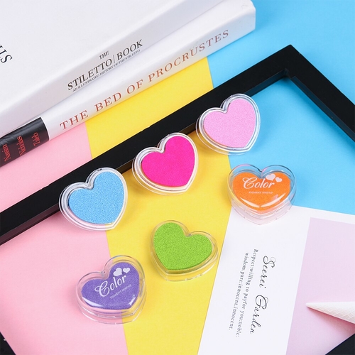 1PC Rubber Stamps Ink Pad Heart Shape for fabric