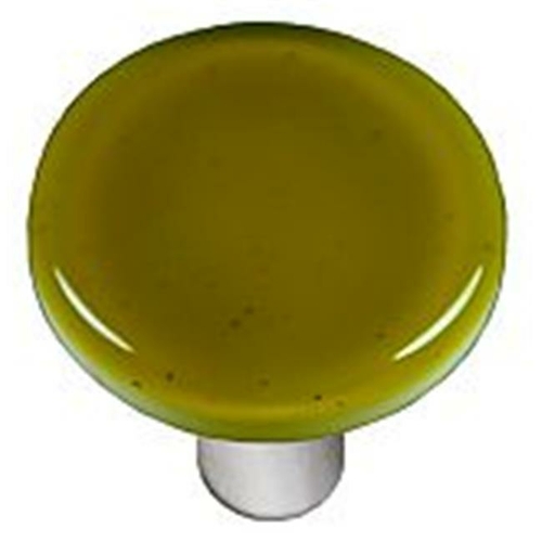 Hot Knobs HK1014-KRA Chartreuse Round Glass Cabinet Knob - Aluminum Po