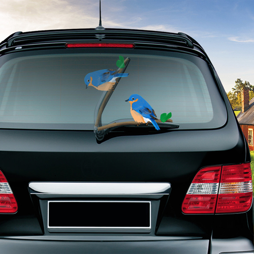 Cute Robin Waving Wiper Decals PVC Car Styling 