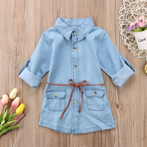 Light Blue Long Sleeve Denim Toddler Kids