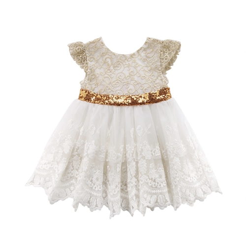 Wedding Backless Beige Girls Dress Toddler