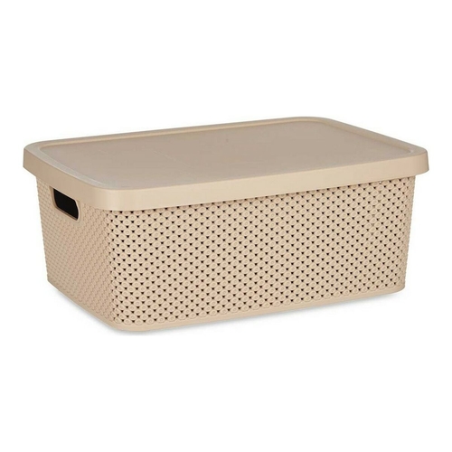 Storage Box with Lid Beige Plastic (28 x 15 x 39 cm)