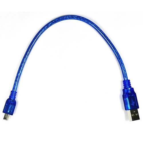Blue Short USB 2.0 A Male To Mini USB 5 Pin B Male
