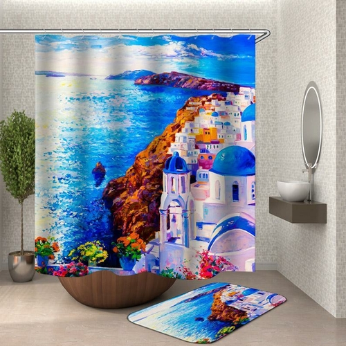 Painted Moroccan Coast Shower Curtain