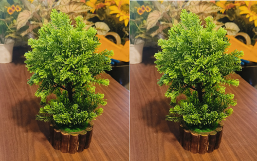 Bonsai Artificial Flower Green with Wooden Pot Pack of 2
