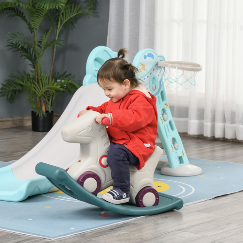 Qaba Rocking Horse 2 in 1 Ride on Toys and Sliding Car for Kids Baby