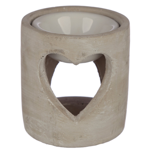 Grey Eden Concrete Industrial Style Heart Cut-Out Oil Burner