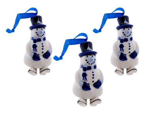 Blue Snowman Ornaments (QTY:3)