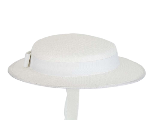 Small white boater hat