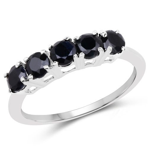 1.65 Carat Genuine Black Sapphire .925 Sterling Silver Ring