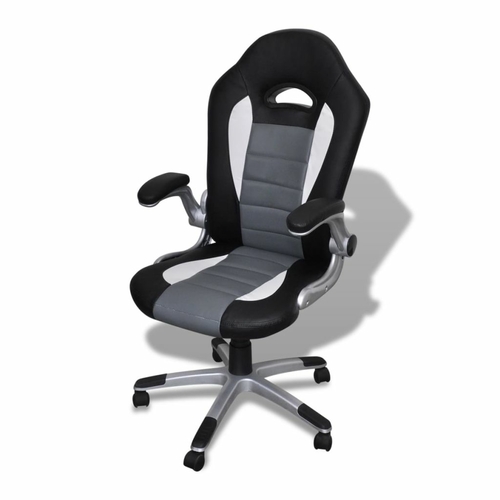 Artificial Leather Office Chair Height Adjustable Modern Gray