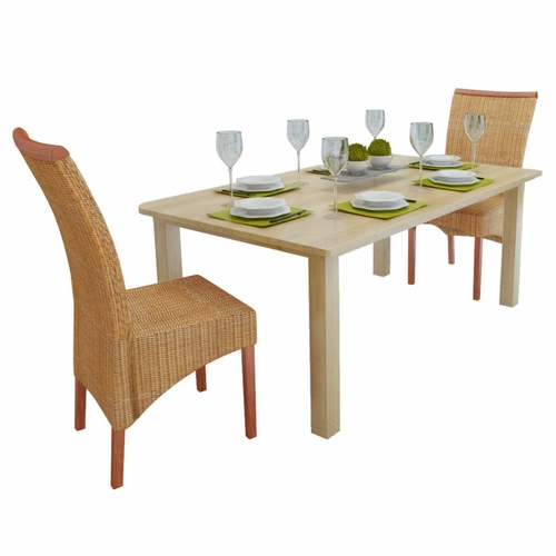 Dining Chairs 4 pcs Brown Natural Rattan