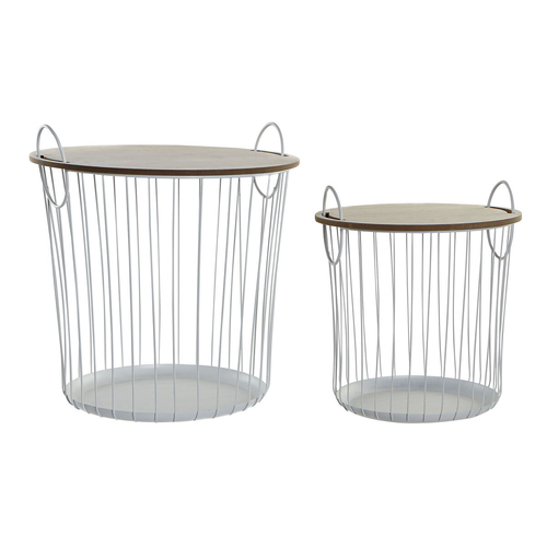 Set of 2 tables DKD Home Decor White Natural 43 x 43 x 46 cm