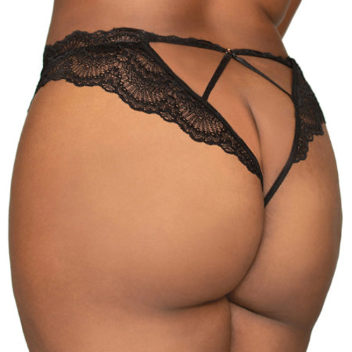Dreamgirl Lace Tanga Open-Crotch Panty and Elastic Open Back Detail