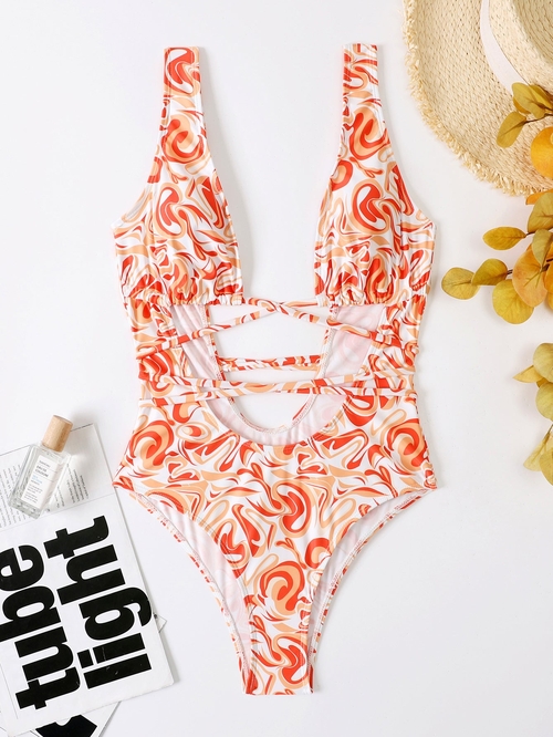 Swimsuit Women' Sexy Print Tight Swimwear Durable One-Piece Swimsuit