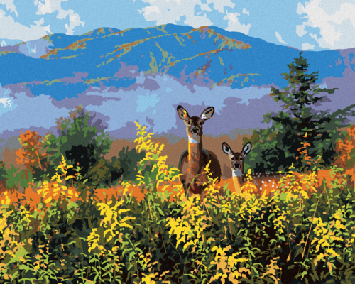 Paint by Numbers - DEER WITH A FAWN AND MOUNTAINS (ABRAHAM HUNTER)