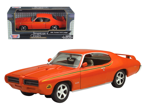 1969 Pontiac GTO Judge Orange with Stripes 1/24 Diecast Model Car by