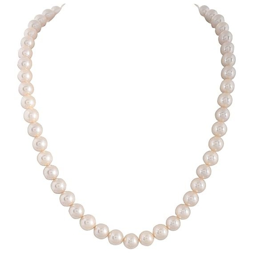 Pearl Necklace 2 Two Line 8mm White Round Pearl Long necklace Set With