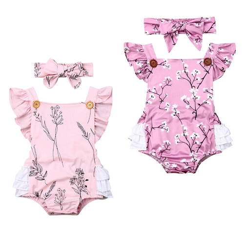 2PCS Newborn Infant Toddler Baby Girls Bodysuit