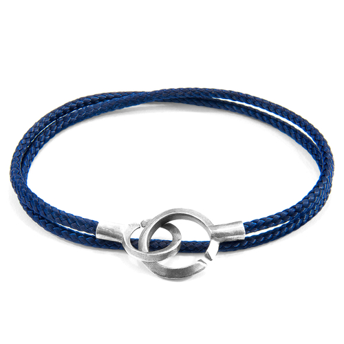 Navy Blue Montrose Silver and Rope Bracelet