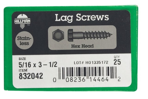 Hillman 832042 0.312 x 3.5 in. Stainless Steel Lag Bolt
