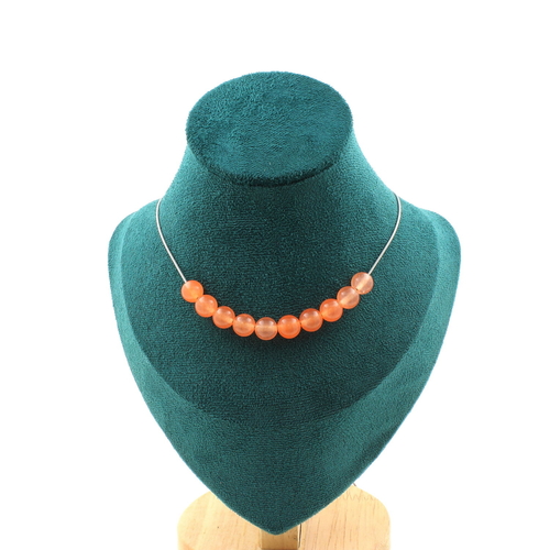 Orange Chalcedony 10 beads 8 mm necklace