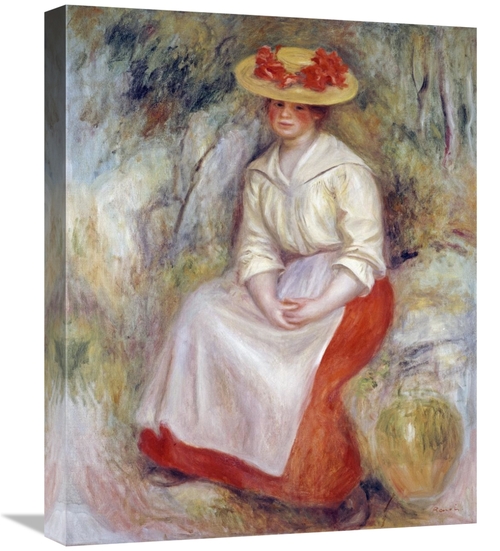 22 in. Gabrielle in a Straw Hat Art Print - Pierre-Auguste Renoir