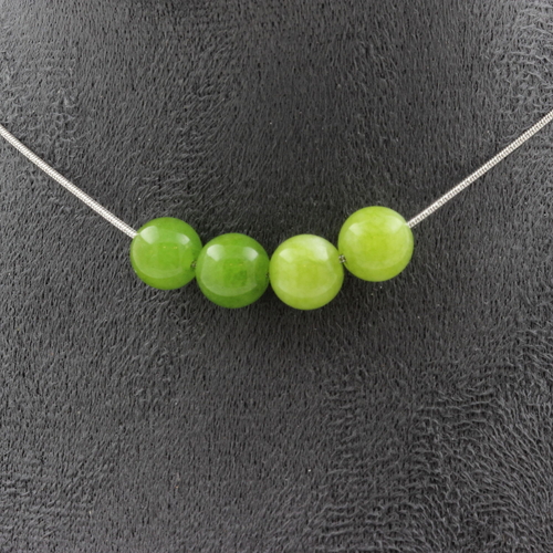 Peridot 8 mm 4 beads necklace.