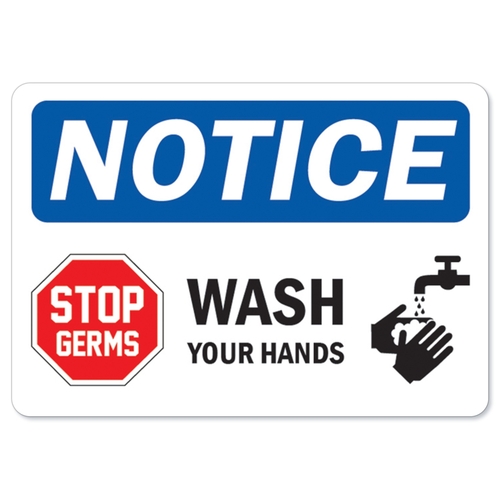 SignMission OS-NS-D-35-25563-10PK OSHA Notice Sign - Stop Germs