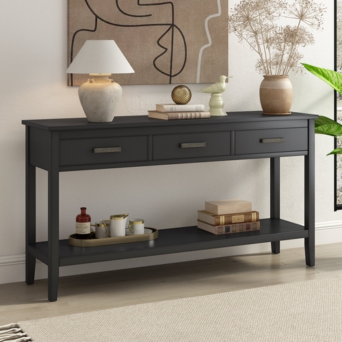 Contemporary 3-Drawer Console Table with 1 Shelf, Entrance Table for