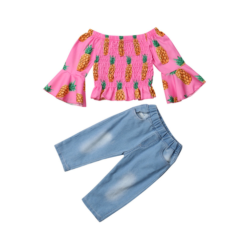 Fashion Kids Girls Sets Autumn Clothes Pineapple