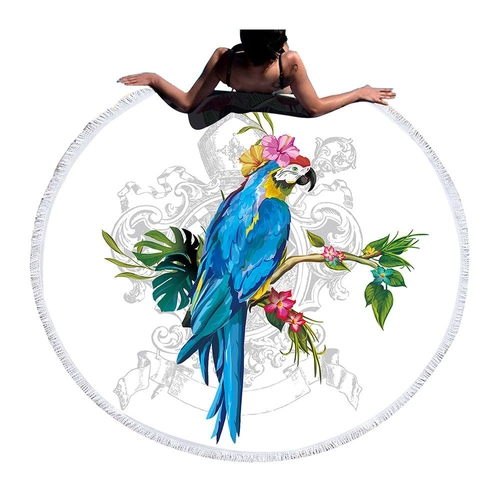 Round Beach Towel Parrot Bath Towel Large for