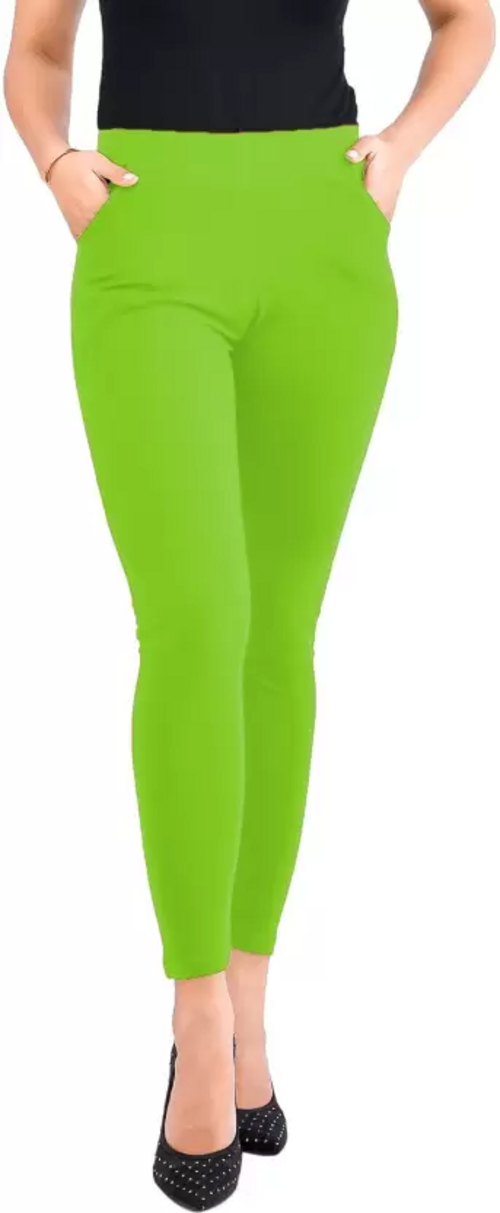 Ankle Length Ethnic Wear Legging  (Light Green, Solid)