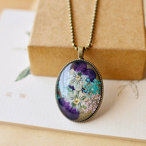 Vintage Dried Flower Pendant