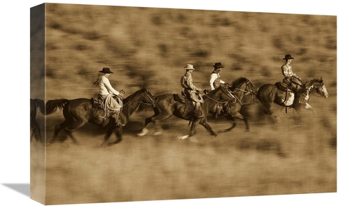 Global Gallery GCS-453708-1218-142 12 x 18 in. Cowboys & A Cowgirl Rid