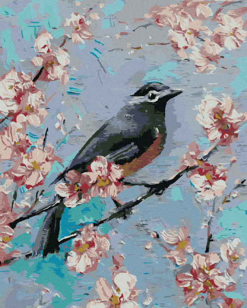 Paint by Numbers - BIRD ON A CHERRY TREE