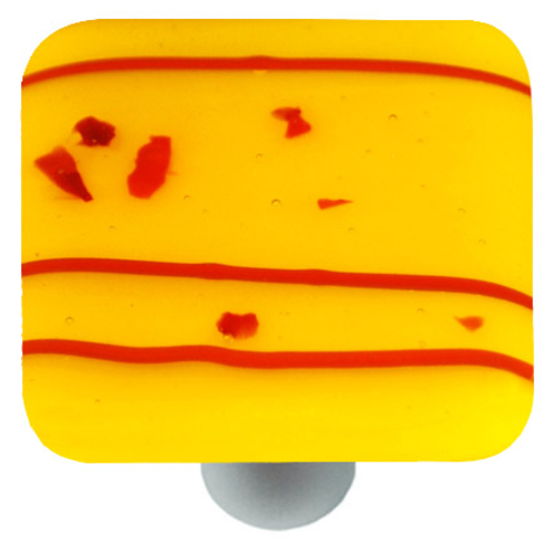 Hot Knobs HK3107-KA Mardi Gras Red with Sunflower Yellow Square Glass