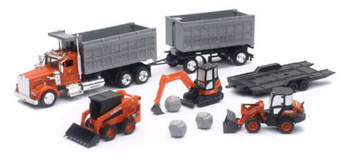 New-Ray NEWSS-33373 Kenworth W900 Dump Truck with Kubota Vehicles
