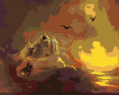 Zuty - Paint by Numbers - CASTLE, KNIGHT AND SUNSET (D. RUSTY RUST),