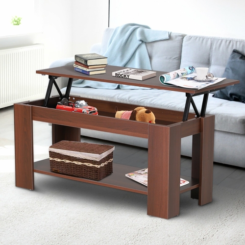 HOMCOM Modern Lift Top Coffee Table Hidden Storage Compartment Living