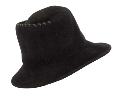 Exclusive black bucket hat with leather trim