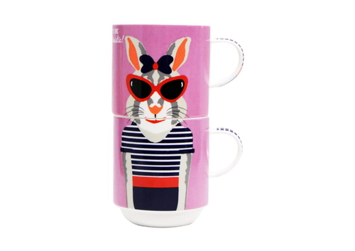 Rabbit Hipster, Set of 2 Mugs