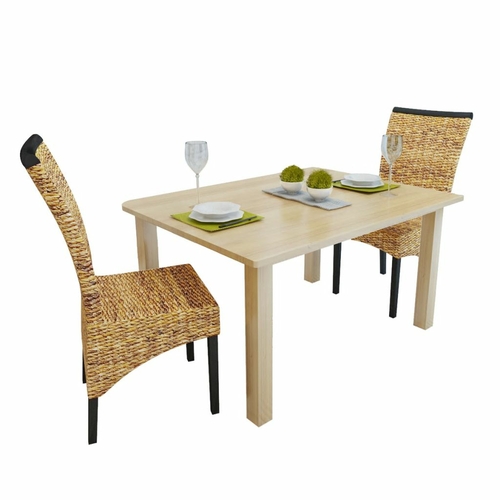 Dining Chairs 4 pcs Abaca and Solid Mango Wood